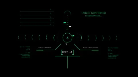 Futuristic Missile Targeting HUD With Unit Tracking And Target Confirmed Status 库存影片 344951648