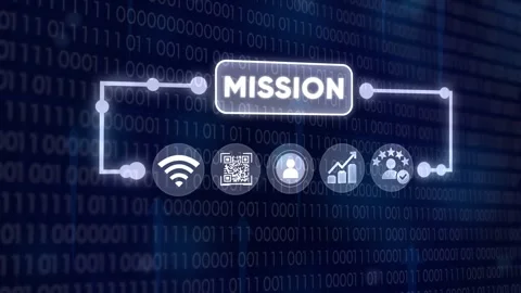 Futuristic mission concept with digital binary code background and glowing .. Stock Footage 327762330