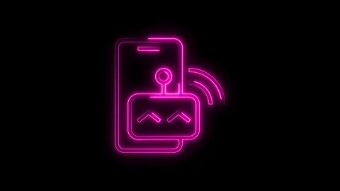 Futuristic mobile control neon sign showing remote access and technology in.. Stock Footage 314541149