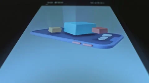 Futuristic mobile device themed graphic presentation on smartphone Video stock 303571738