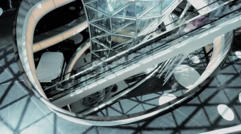 Futuristic modern architecture. inside interior indoors. people person customers Stock Footage 64541341