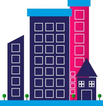 Futuristic Modern buildings Design Vector Stock Illustration