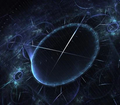Futuristic modern clock watch abstract fractal surreal. Unusual abstract text Illustrazione stock