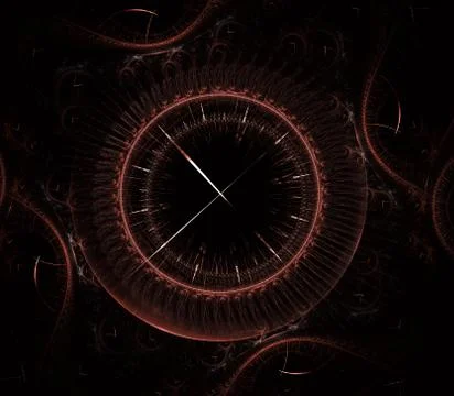 Futuristic modern clock watch abstract fractal surreal. Unusual abstract text Stock Illustration