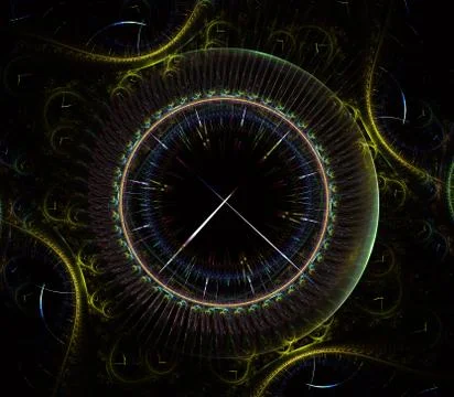 Futuristic modern clock watch abstract fractal surreal. Unusual abstract text Illustrazione stock