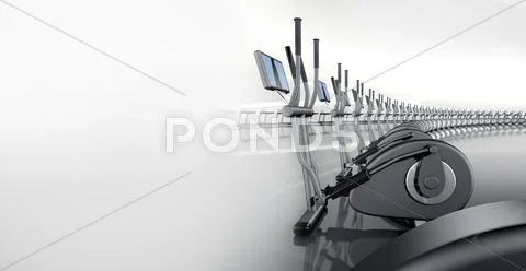Futuristic modern gym with elliptical cross trainer Stock Illustration