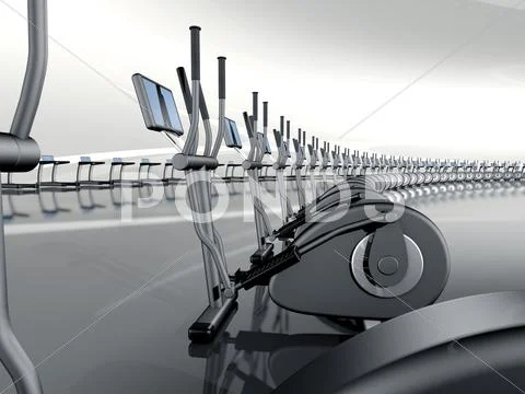 Futuristic modern gym with elliptical cross trainer Stock Illustration