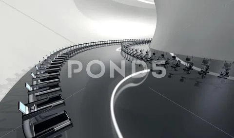 Futuristic modern gym with treadmill and elliptical trainer Stock Illustration