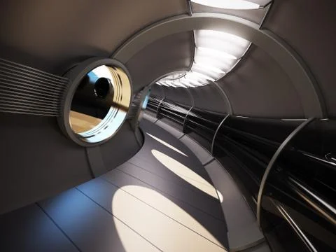 Futuristic modern interior 3d rendering Stock Illustration