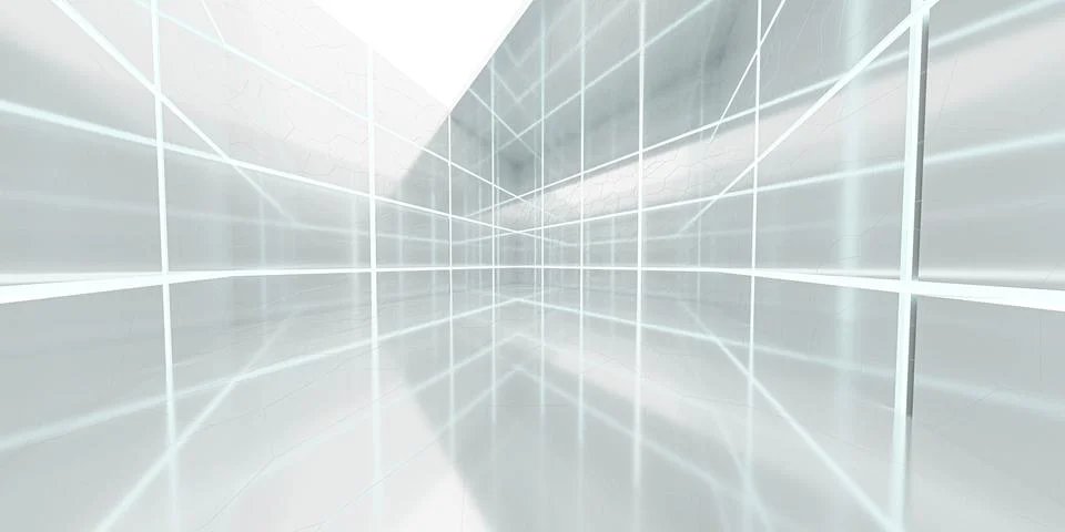 Futuristic modern mirror architecture cube random geometric shape rendering Stock Illustration