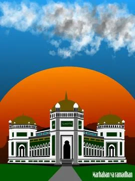 Futuristic modern mosque design with elegant dome, contemporary architecture Ilustração Stock
