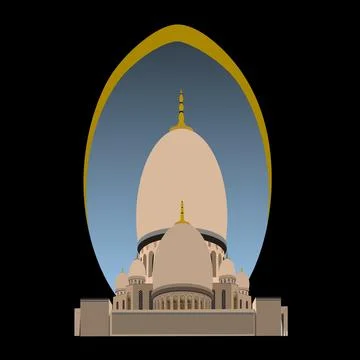 Futuristic modern mosque design with elegant dome, contemporary architecture Illustrazione stock