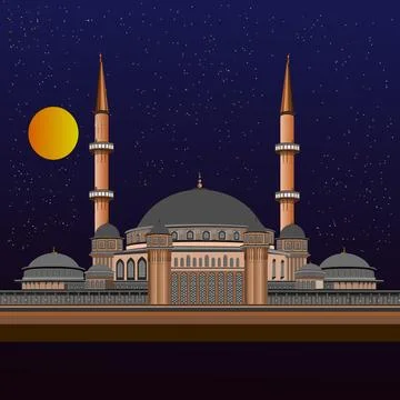 Futuristic modern mosque design with elegant dome, contemporary architecture Illustrazione stock