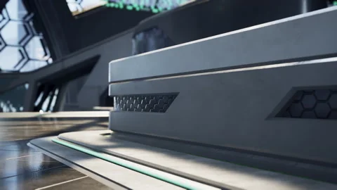 Futuristic modern office building interior in urban city Видео 169747692