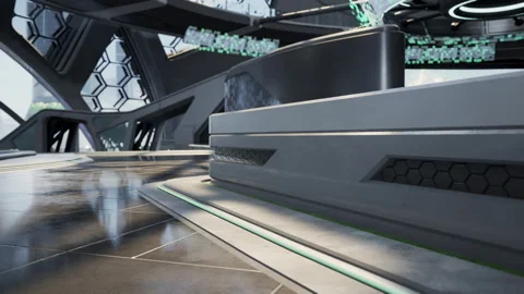 Futuristic modern office building interior in urban city Stock-Footage 179987973