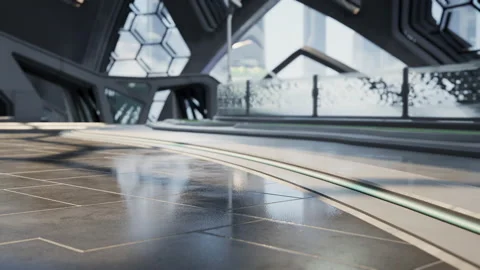 Futuristic modern office building interior in urban city Stock-Footage 196276161