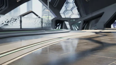 Futuristic modern office building interior in urban city Stock-Footage 240946053