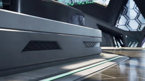 Futuristic modern office building interior in urban city Stock-Footage 241715339