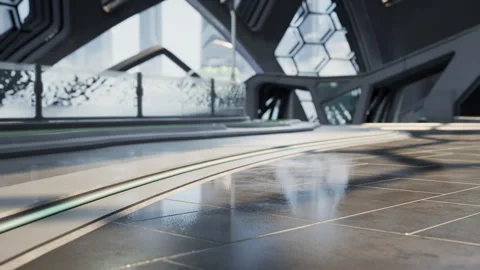 Futuristic modern office building interior in urban city Stock-Footage 246173722