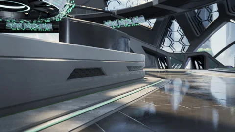 Futuristic modern office building interior in urban city Stock-Footage 253301664