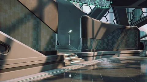 Futuristic modern office building interior in urban city Stock-Footage 257437015