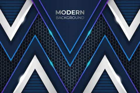 Futuristic Modern Overlapped Triangle Blue Background with Glow Effect Stock Illustration