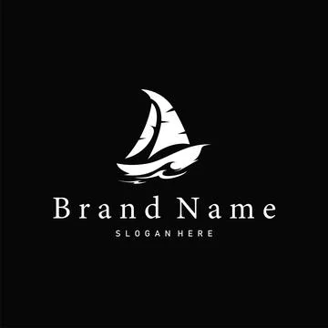 Futuristic modern sailboat logo with sharp geometric shapes symbolizes inno.. Stock Illustration