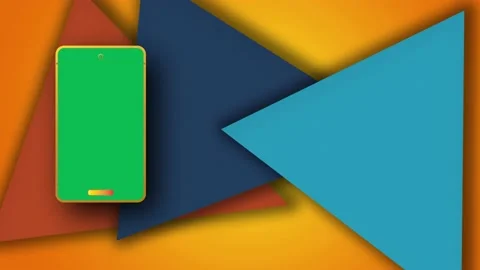 Futuristic modern smartphone illustration triangles rotation animated background Stock Footage 135900293