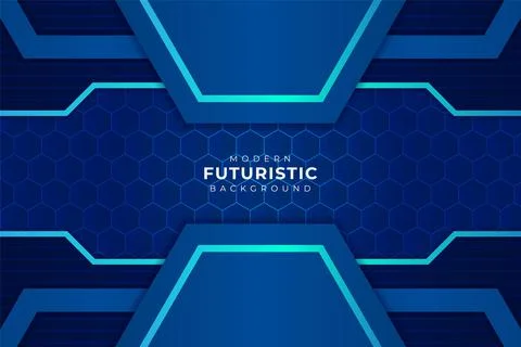 Futuristic Modern Technology Light Blue Background with Glow Hexagon Pattern Stock Illustration