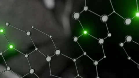 Futuristic Molecular Network Animation Loop Stock Footage 303935349