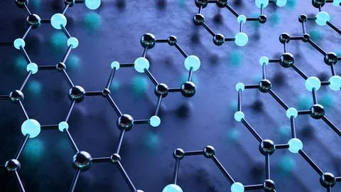 Futuristic Molecular Structure Network with Glowing Spheres Ilustración de archivo