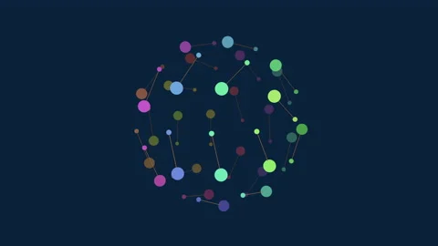 Futuristic molecule pattern with dots and lines in dark space Stock Footage 210136465