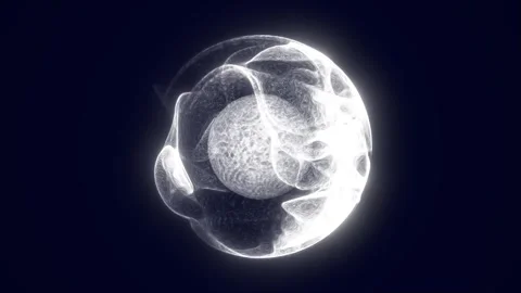 Futuristic monochrome sphere with bright fluid shell and textured inner cor.. Stock Footage 333597212