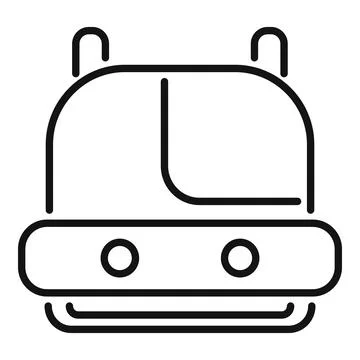 Futuristic monorail train moving on rails line art icon Illustrazione stock