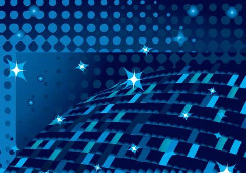 Futuristic mosaic sphere blue background, vector illustration Stock Illustration