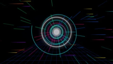 Futuristic Motion Abstract Circles with Dynamic Lines in Neon Colors for Te.. Stock Footage 342626065