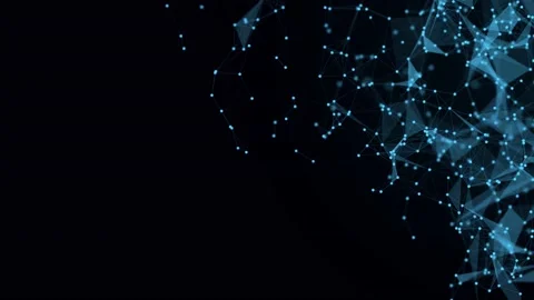 Futuristic motion background with form wave and plexus object in slow motion Stock Footage 232384150