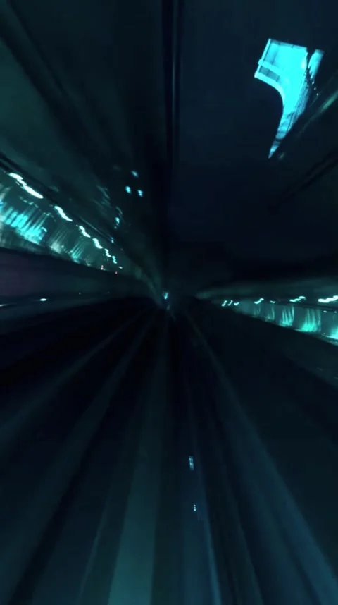 Futuristic Motion Blur of Urban Train Moving Through Neon Lights Stock Footage 306312510