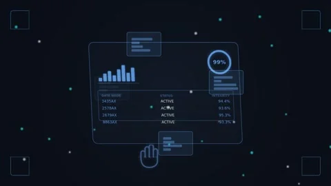 Futuristic Motion Data Dashboard with Dynamic Graphs and Analytics for Busi.. Vídeos de archivo 342532043