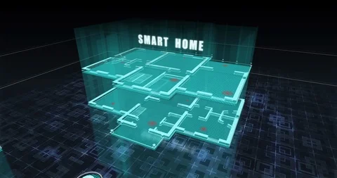Futuristic motion design 3D building with text "Smart Home". 4K (2160p), 30 fps. Stock Footage 112047710