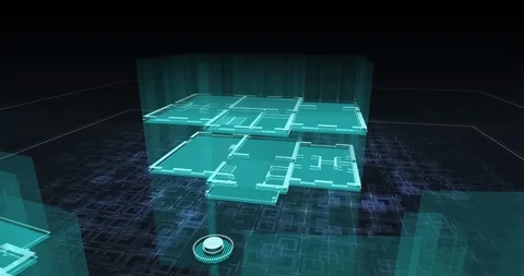 Futuristic motion design of architecture layouts. 4K DCI (2160p), 60 fps. Stock Footage 112048434