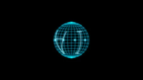 Futuristic Motion Digital Globe Animation with Glowing Grid and Data Streams. 库存影片 342564341