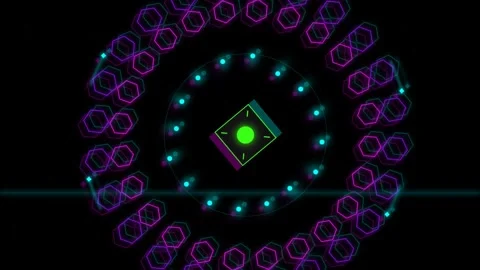 Futuristic Motion Digital Pattern with Neon Lights and Circular Design for .. 库存影片 342548381