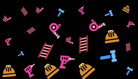 Futuristic Motion Graphic Loop with Abstract Geometric Shapes and 2025 Pattern Stock Footage 344909926