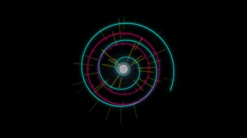 Futuristic Motion Graphics of Circular Data Visualization with Neon Lines f.. Видео 342548222