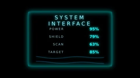 Futuristic Motion System Interface Display Showing Power Shield Scan Target.. Stock Footage 338313787