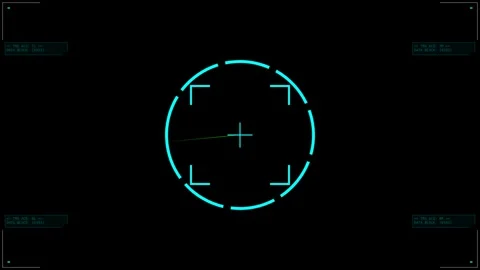 Futuristic Motion Targeting System in Action with Dynamic Crosshairs and Di.. Video stock 342548485