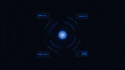 Futuristic Motion Technology Visualization with Dynamic Blue Circular Data .. Stockbeeldmateriaal 342666871