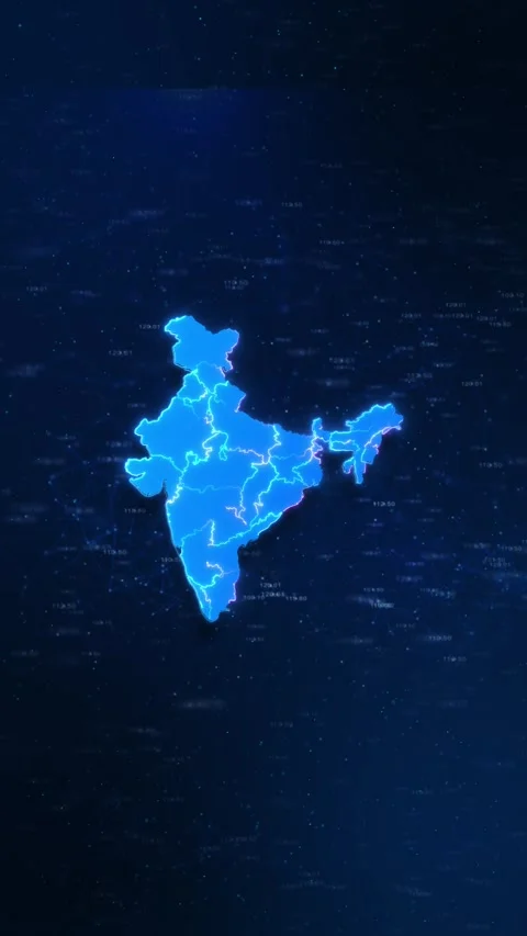 Futuristic Motion View Blue Shiny Digital Technology Hud Dots Mosaic Grid India Video stock 317595365