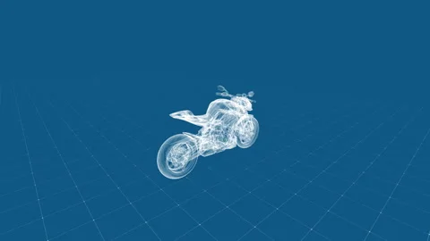 Futuristic Motorcycle Blueprint on a Grid Pattern Background Concept Art Stock Footage 342199829